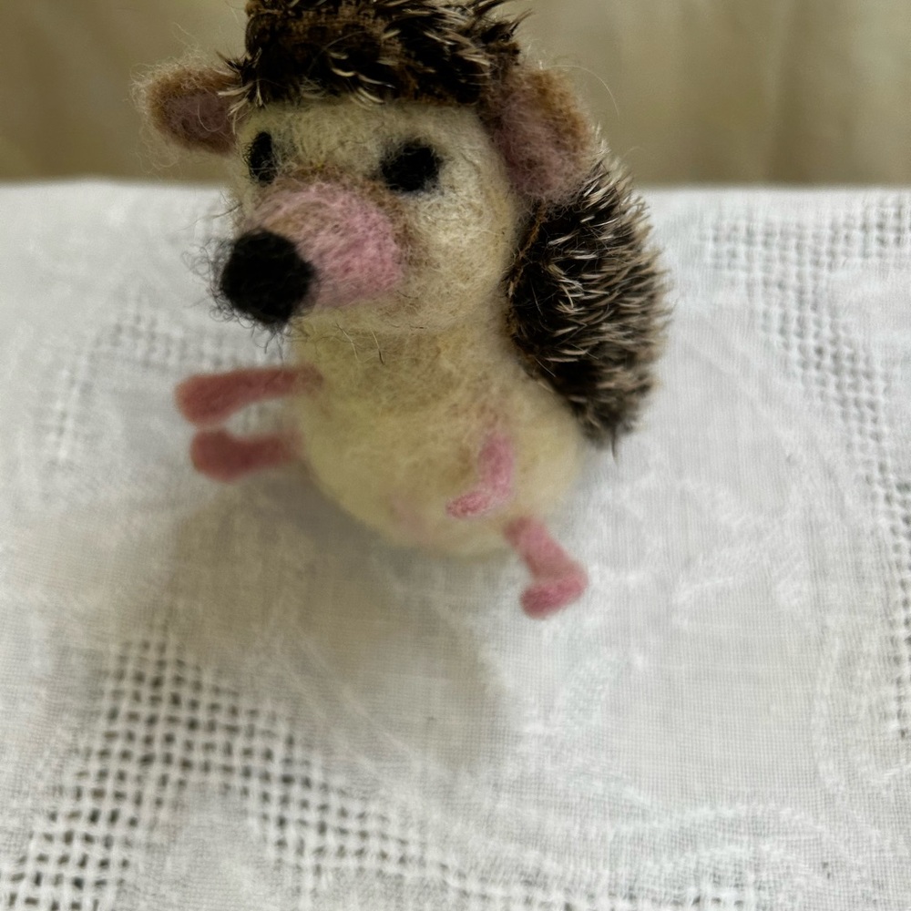 Handfelted steiff fabric Adorable Felt Hedgehog Toy